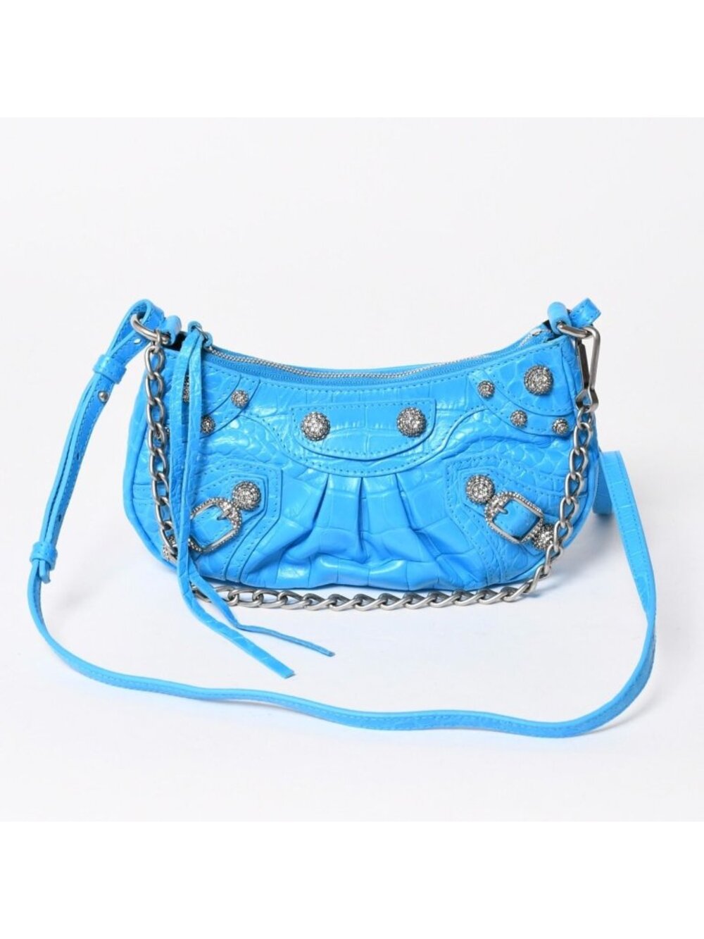 Balenciaga Le Cagole Mini Chain Shoulder Bag Sky Blue